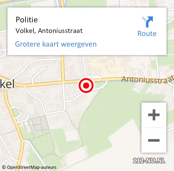 Locatie op kaart van de 112 melding: Politie Volkel, Antoniusstraat op 23 juli 2022 23:37