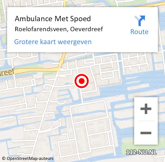 Locatie op kaart van de 112 melding: Ambulance Met Spoed Naar Roelofarendsveen, Oeverdreef op 23 juli 2022 23:41