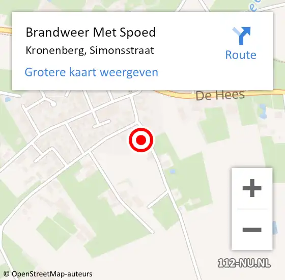 Locatie op kaart van de 112 melding: Brandweer Met Spoed Naar Kronenberg, Simonsstraat op 23 juli 2022 23:53