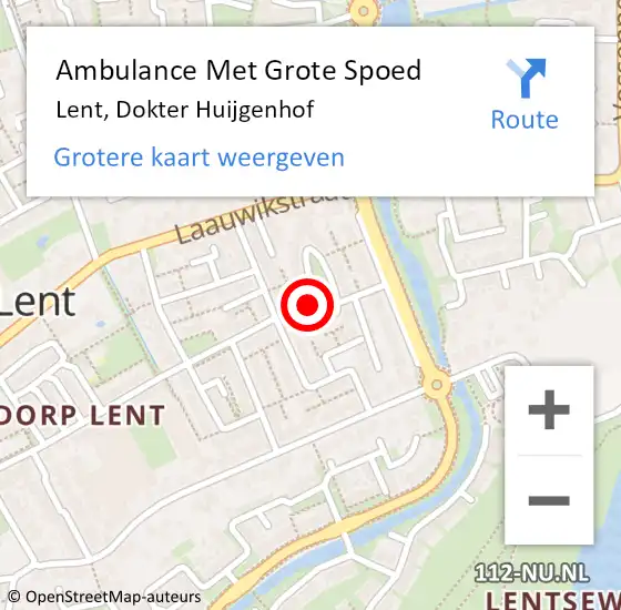 Locatie op kaart van de 112 melding: Ambulance Met Grote Spoed Naar Lent, Dokter Huijgenhof op 24 juli 2022 01:04