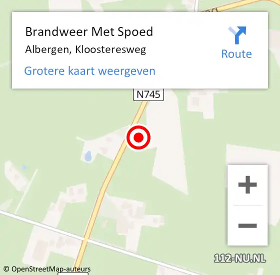 Locatie op kaart van de 112 melding: Brandweer Met Spoed Naar Albergen, Kloosteresweg op 24 juli 2022 01:10