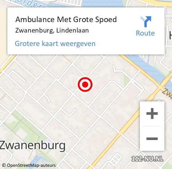 Locatie op kaart van de 112 melding: Ambulance Met Grote Spoed Naar Zwanenburg, Lindenlaan op 24 juli 2022 01:12