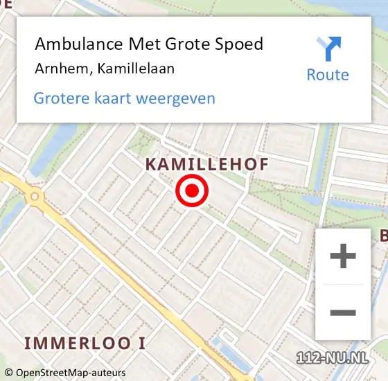 Locatie op kaart van de 112 melding: Ambulance Met Grote Spoed Naar Arnhem, Kamillelaan op 24 juli 2022 01:15