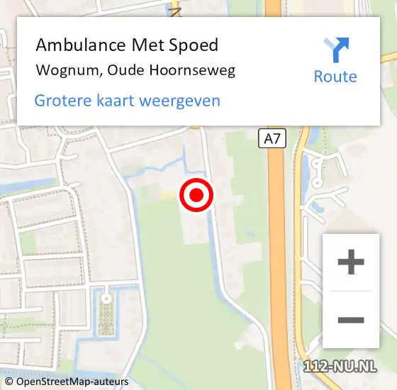 Locatie op kaart van de 112 melding: Ambulance Met Spoed Naar Wognum, Oude Hoornseweg op 24 juli 2022 01:21