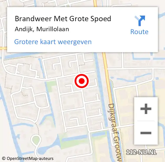 Locatie op kaart van de 112 melding: Brandweer Met Grote Spoed Naar Andijk, Murillolaan op 24 juli 2022 01:26