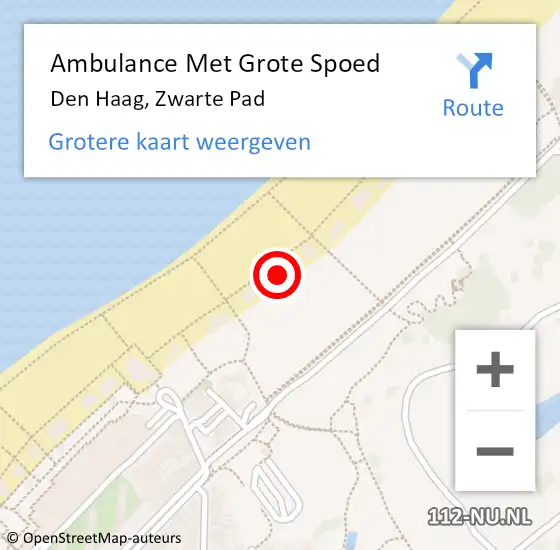 Locatie op kaart van de 112 melding: Ambulance Met Grote Spoed Naar Den Haag, Zwarte Pad op 24 juli 2022 01:37