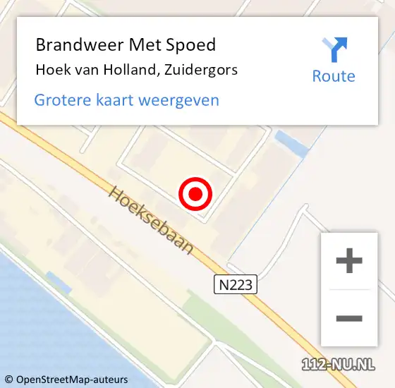 Locatie op kaart van de 112 melding: Brandweer Met Spoed Naar Hoek van Holland, Zuidergors op 24 juli 2022 01:44