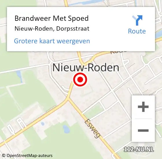 Locatie op kaart van de 112 melding: Brandweer Met Spoed Naar Nieuw-Roden, Dorpsstraat op 24 juli 2022 02:00