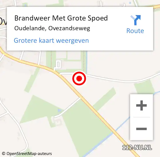 Locatie op kaart van de 112 melding: Brandweer Met Grote Spoed Naar Oudelande, Ovezandseweg op 24 juli 2022 02:12
