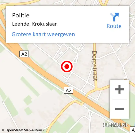 Locatie op kaart van de 112 melding: Politie Leende, Krokuslaan op 24 juli 2022 02:16