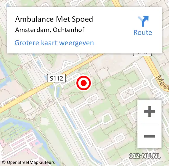 Locatie op kaart van de 112 melding: Ambulance Met Spoed Naar Amsterdam-Zuidoost, Ochtenhof op 24 juli 2022 02:18