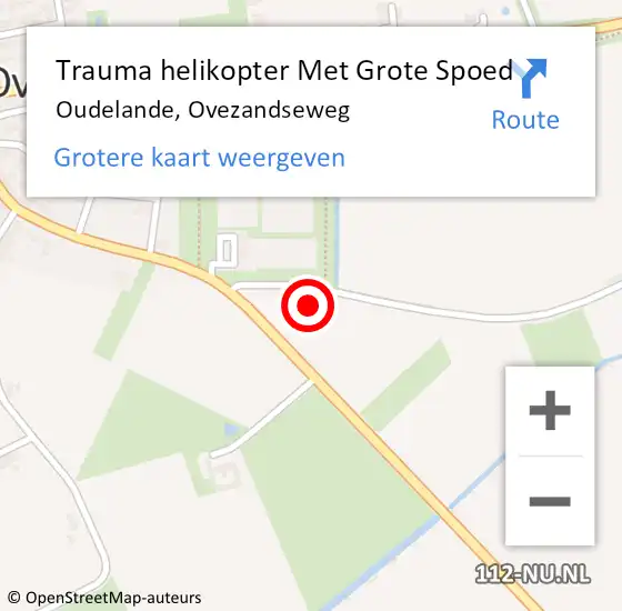 Locatie op kaart van de 112 melding: Trauma helikopter Met Grote Spoed Naar Oudelande, Ovezandseweg op 24 juli 2022 02:19