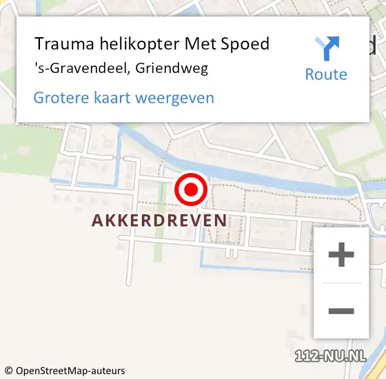 Locatie op kaart van de 112 melding: Trauma helikopter Met Spoed Naar 's-Gravendeel, Griendweg op 24 juli 2022 02:32