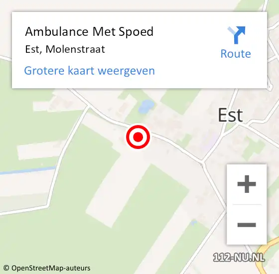 Locatie op kaart van de 112 melding: Ambulance Met Spoed Naar Est, Molenstraat op 24 juli 2022 02:44