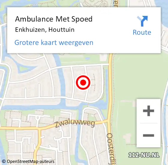 Locatie op kaart van de 112 melding: Ambulance Met Spoed Naar Enkhuizen, Houttuin op 24 juli 2022 03:28