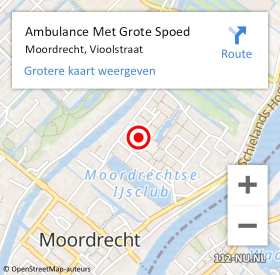 Locatie op kaart van de 112 melding: Ambulance Met Grote Spoed Naar Moordrecht, Vioolstraat op 24 juli 2022 04:05