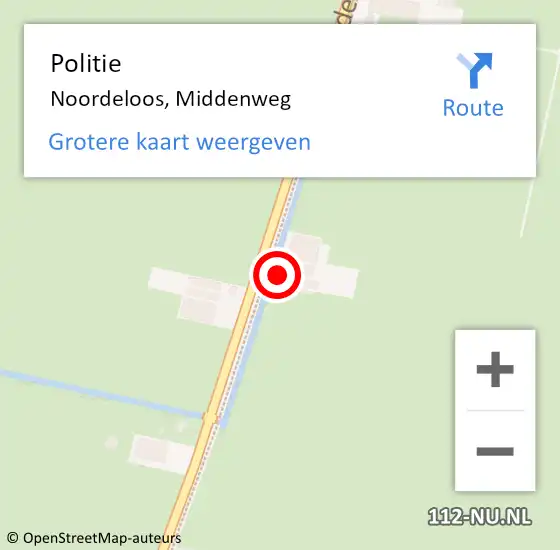 Locatie op kaart van de 112 melding: Politie Noordeloos, Middenweg op 24 juli 2022 04:16