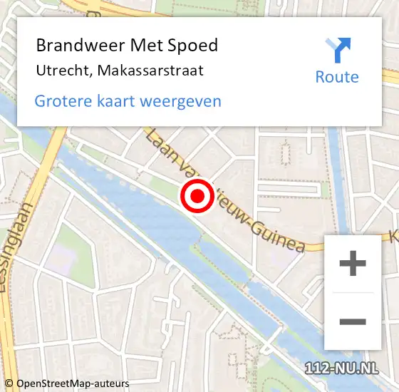 Locatie op kaart van de 112 melding: Brandweer Met Spoed Naar Utrecht, Makassarstraat op 24 juli 2022 04:19