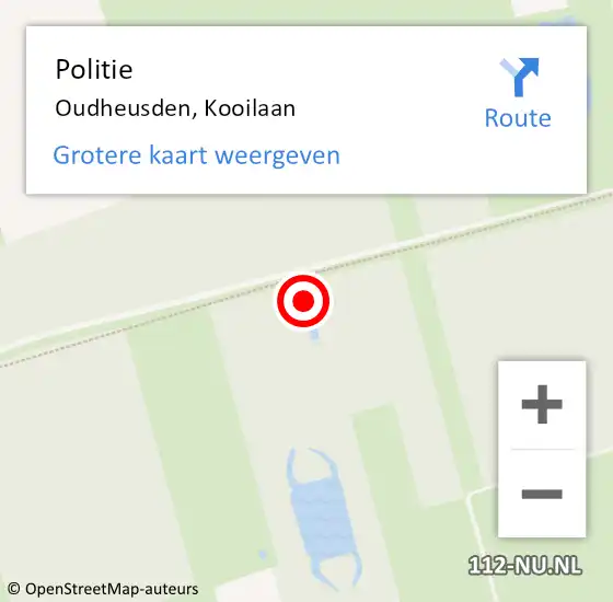 Locatie op kaart van de 112 melding: Politie Oudheusden, Kooilaan op 24 juli 2022 04:29