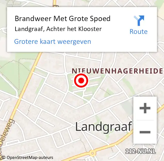 Locatie op kaart van de 112 melding: Brandweer Met Grote Spoed Naar Landgraaf, Achter het Klooster op 24 juli 2022 06:28