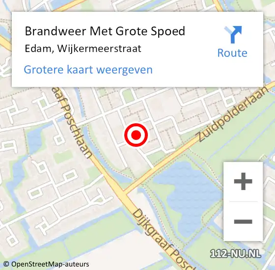 Locatie op kaart van de 112 melding: Brandweer Met Grote Spoed Naar Edam, Wijkermeerstraat op 24 juli 2022 06:39