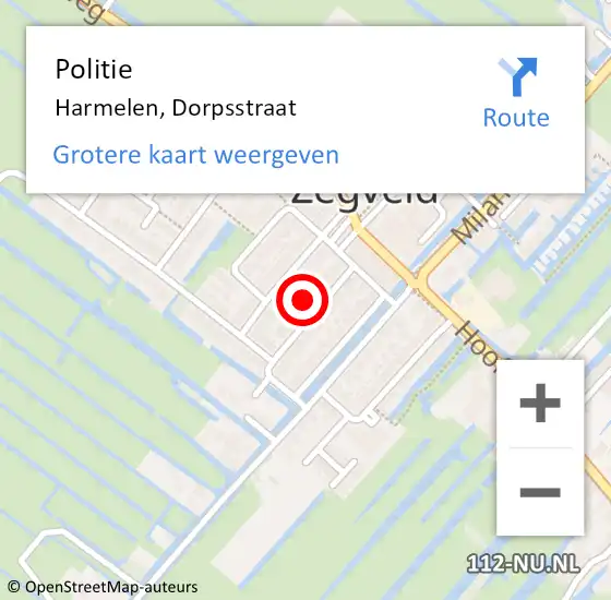Locatie op kaart van de 112 melding: Politie Harmelen, Dorpsstraat op 24 juli 2022 06:44