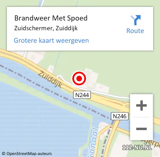 Locatie op kaart van de 112 melding: Brandweer Met Spoed Naar Zuidschermer, Zuiddijk op 24 juli 2022 07:07