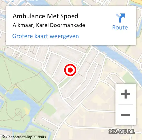 Locatie op kaart van de 112 melding: Ambulance Met Spoed Naar Alkmaar, Karel Doormankade op 24 juli 2022 08:21