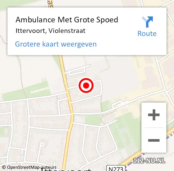 Locatie op kaart van de 112 melding: Ambulance Met Grote Spoed Naar Ittervoort, Violenstraat op 24 juli 2022 08:35