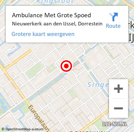 Locatie op kaart van de 112 melding: Ambulance Met Grote Spoed Naar Nieuwerkerk aan den IJssel, Dorrestein op 24 juli 2022 09:08