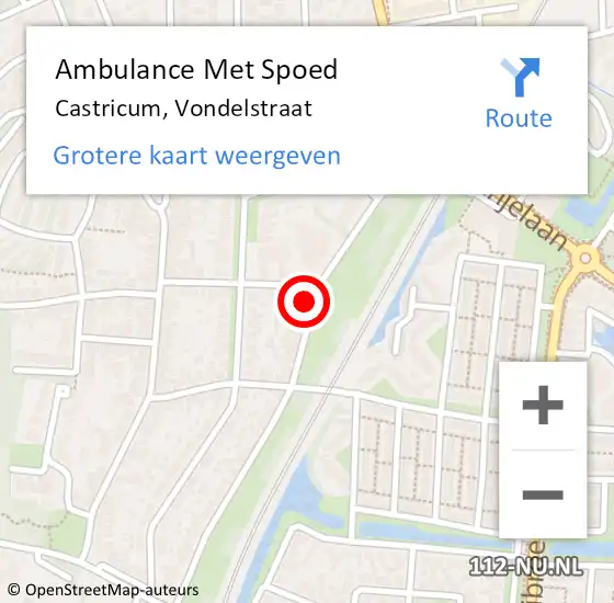 Locatie op kaart van de 112 melding: Ambulance Met Spoed Naar Castricum, Vondelstraat op 24 juli 2022 09:29