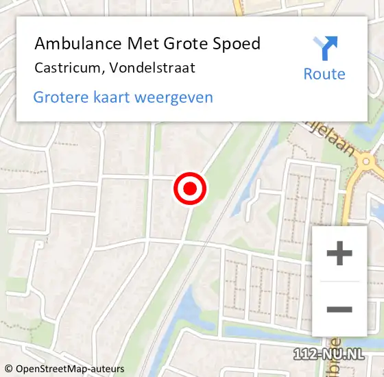 Locatie op kaart van de 112 melding: Ambulance Met Grote Spoed Naar Castricum, Vondelstraat op 24 juli 2022 09:32