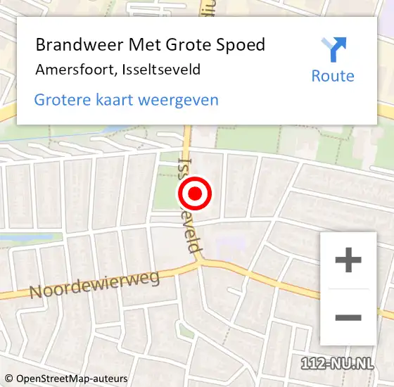 Locatie op kaart van de 112 melding: Brandweer Met Grote Spoed Naar Amersfoort, Isseltseveld op 24 juli 2022 09:41