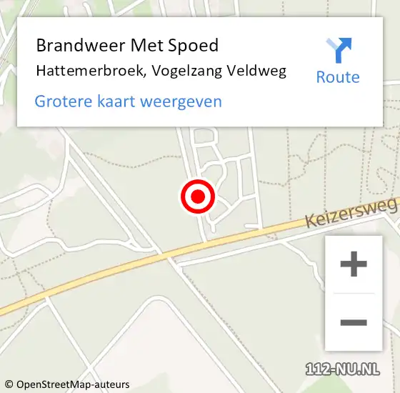 Locatie op kaart van de 112 melding: Brandweer Met Spoed Naar Hattemerbroek, Vogelzang Veldweg op 24 juli 2022 09:46