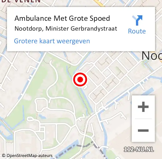 Locatie op kaart van de 112 melding: Ambulance Met Grote Spoed Naar Nootdorp, Minister Gerbrandystraat op 24 juli 2022 10:18