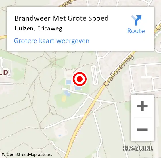 Locatie op kaart van de 112 melding: Brandweer Met Grote Spoed Naar Huizen, Ericaweg op 24 juli 2022 10:22