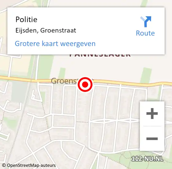 Locatie op kaart van de 112 melding: Politie Eijsden, Groenstraat op 24 juli 2022 10:28