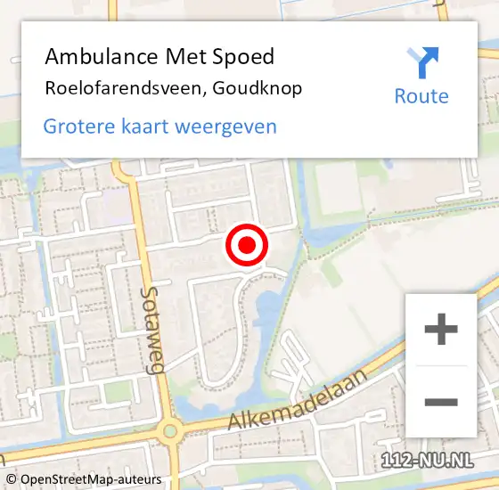 Locatie op kaart van de 112 melding: Ambulance Met Spoed Naar Roelofarendsveen, Goudknop op 24 juli 2022 10:28
