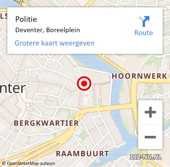 Locatie op kaart van de 112 melding: Politie Deventer, Boreelplein op 24 juli 2022 10:31