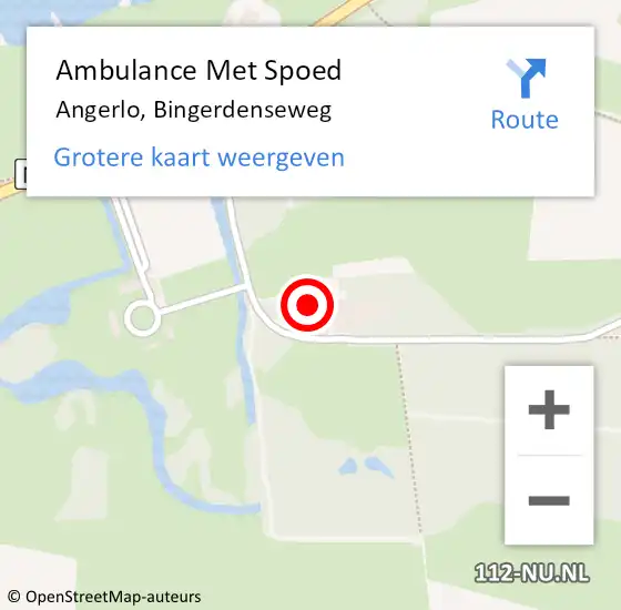 Locatie op kaart van de 112 melding: Ambulance Met Spoed Naar Angerlo, Bingerdenseweg op 24 juli 2022 10:43