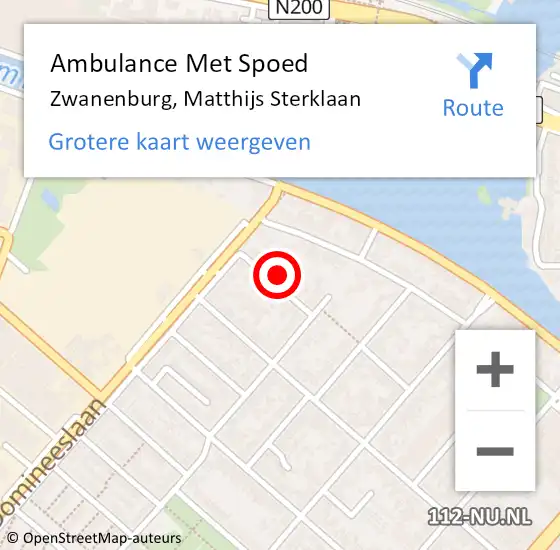 Locatie op kaart van de 112 melding: Ambulance Met Spoed Naar Zwanenburg, Matthijs Sterklaan op 24 juli 2022 10:45