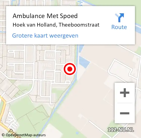 Locatie op kaart van de 112 melding: Ambulance Met Spoed Naar Hoek van Holland, Theeboomstraat op 24 juli 2022 10:45