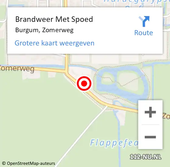 Locatie op kaart van de 112 melding: Brandweer Met Spoed Naar Burgum, Zomerweg op 24 juli 2022 11:05