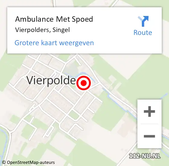 Locatie op kaart van de 112 melding: Ambulance Met Spoed Naar Vierpolders, Singel op 24 juli 2022 11:06