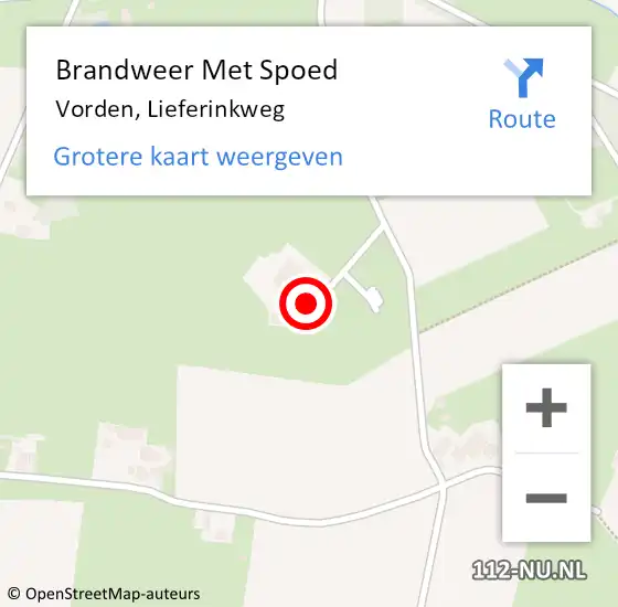 Locatie op kaart van de 112 melding: Brandweer Met Spoed Naar Vorden, Lieferinkweg op 24 juli 2022 11:15