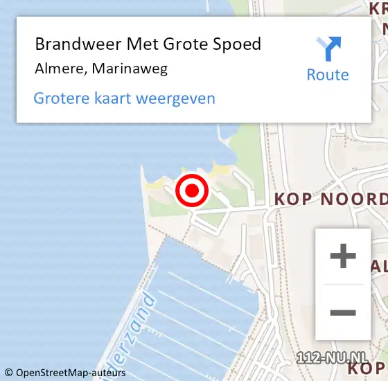 Locatie op kaart van de 112 melding: Brandweer Met Grote Spoed Naar Almere, Marinaweg op 24 juli 2022 11:50