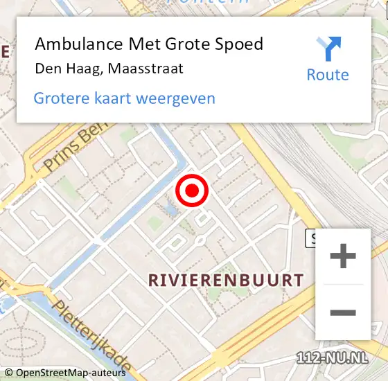 Locatie op kaart van de 112 melding: Ambulance Met Grote Spoed Naar Den Haag, Maasstraat op 24 juli 2022 11:54