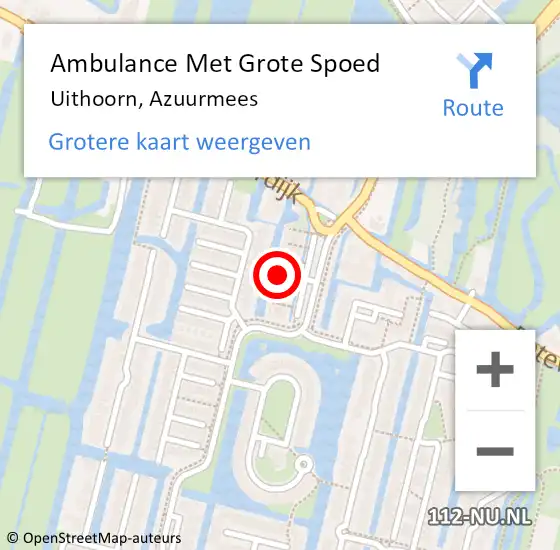 Locatie op kaart van de 112 melding: Ambulance Met Grote Spoed Naar Uithoorn, Azuurmees op 24 juli 2022 11:57