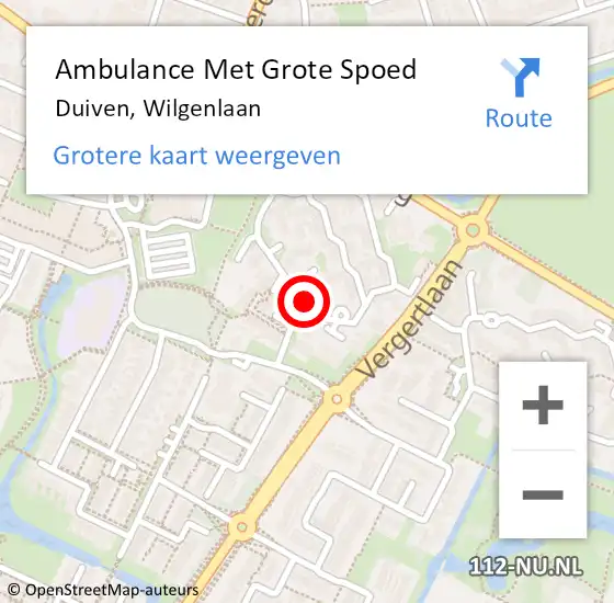 Locatie op kaart van de 112 melding: Ambulance Met Grote Spoed Naar Duiven, Wilgenlaan op 24 juli 2022 11:59