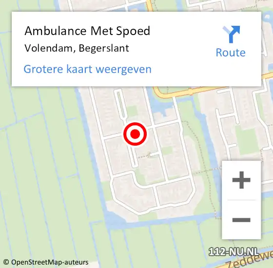 Locatie op kaart van de 112 melding: Ambulance Met Spoed Naar Volendam, Begerslant op 24 juli 2022 12:18